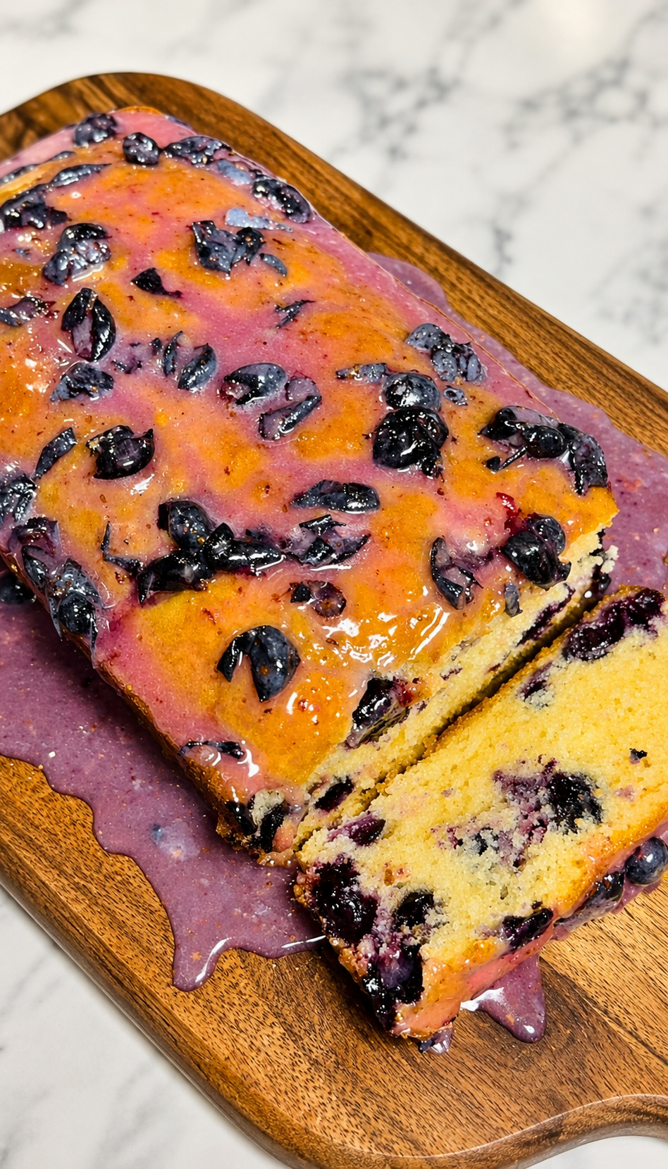 Blueberry Lemon Pound Cake with Blueberry Glaze