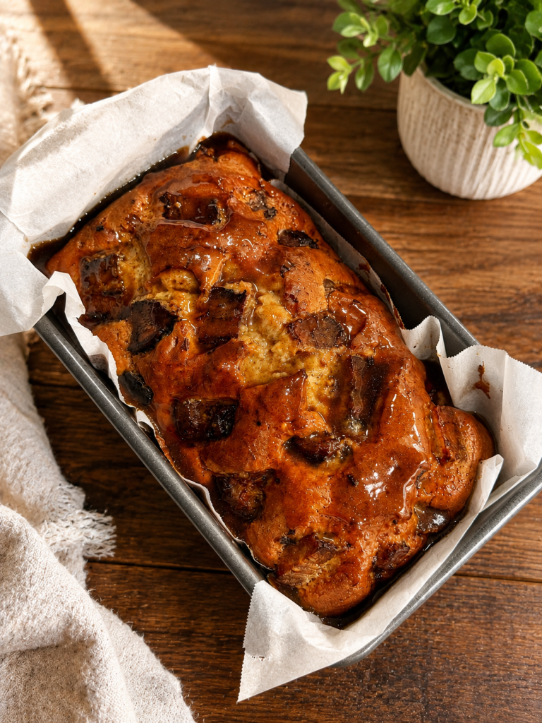 Plantain Banana Nut Bread with Cinnamon Maple Honey Glaze