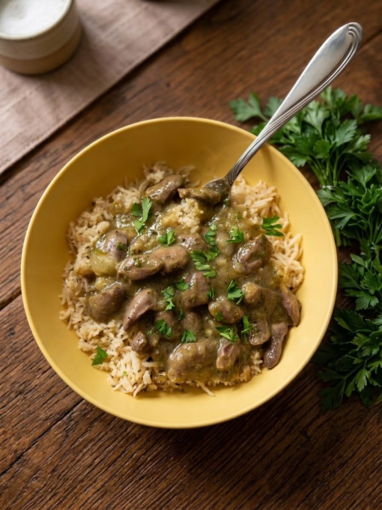 Southern-Style Chicken Hearts & Gravy